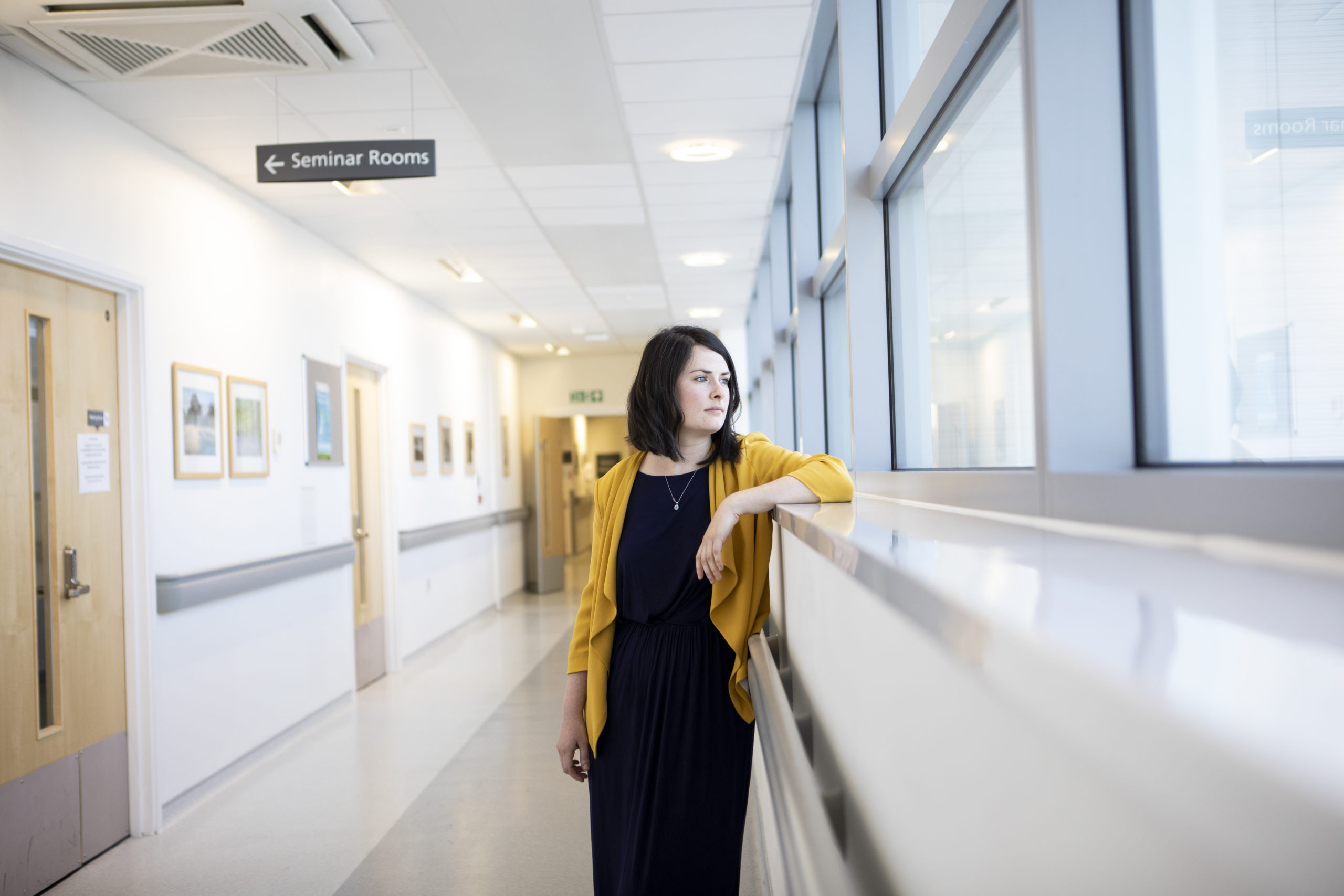 Portrait of genetic counsellor Helen Jolley in a corridor of the St Mary's Hospital in Manchester.